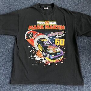Vintage 1994 Mark Martin Winn Dixie Shirt Mens XL Black NASCAR Tee T-Shirt Hanes